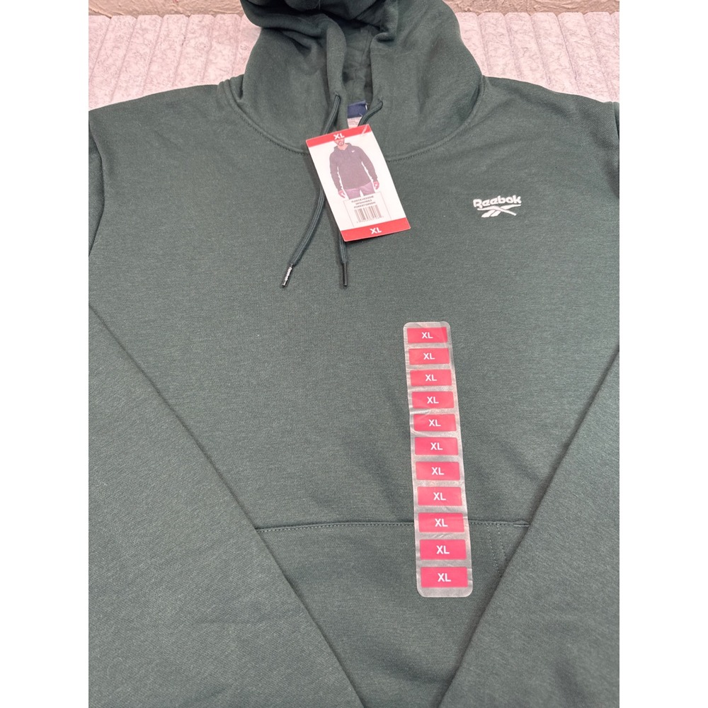 Reebok‎ Mens Fleece Hoodie Forest Green Pullover Sweatshirt XL 3RSMJ1663